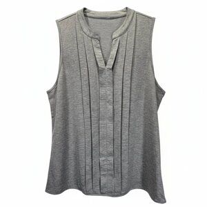 New Women’s Gray V-Neck Pleated Tank Top | Size 2XL